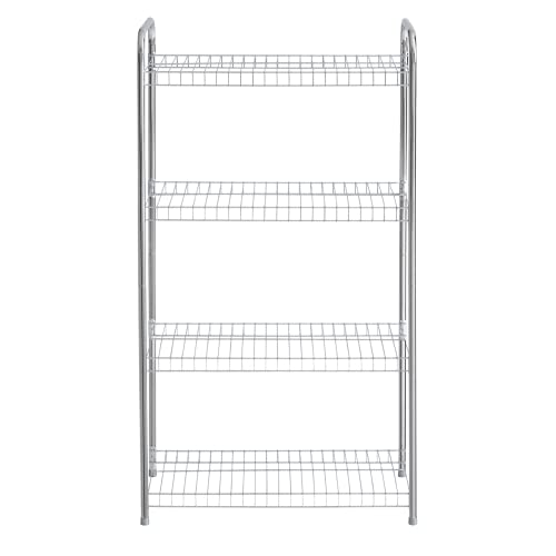 Rubbermaid 4-Tier Heavy Duty Wire Shelf, Satin Nickel, Easy Assemble with Hardware Included, for Food/Laundry/Closet Home Storage Use
