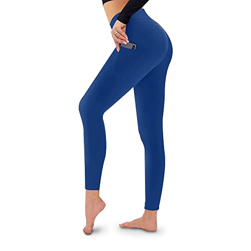 SEDLAV Leggings for Women, High Waisted with Pockets. for: Tummy Control, Butt Lifting, Super Soft (Large/X-Large, Admiral Blue)