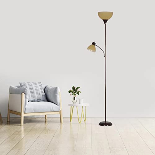 SEDLAV 72'' Combo Floor Lamp with Adjustable Reading Lamp (Brown)