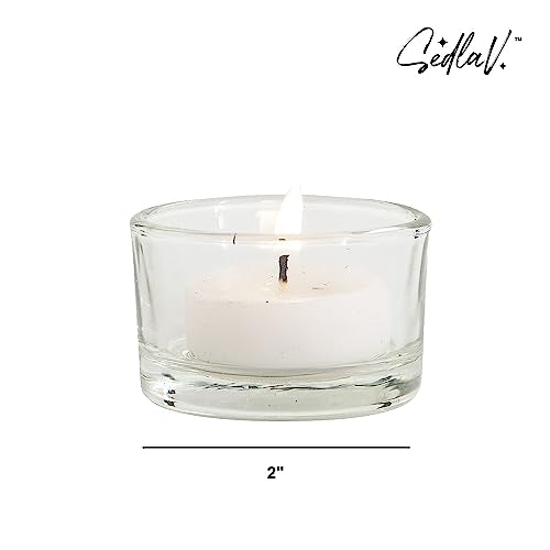 Sedlav Clear Tea Light Candle Holder Set of 12 - Elegant Glass Votive Candle Holders - Small, Versatile, and Stylish Candle Holders for Weddings, Home Décor, and Special Occasions