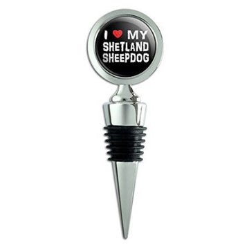 I Love My Shetland Sheepdog Stylish Wine Bottle Stopper