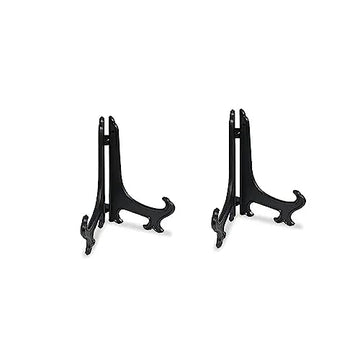 SEDLAV Decorative Plate Stand Holder Plastic Picture Easel Display Stand Picture Frame Stand Black Gold