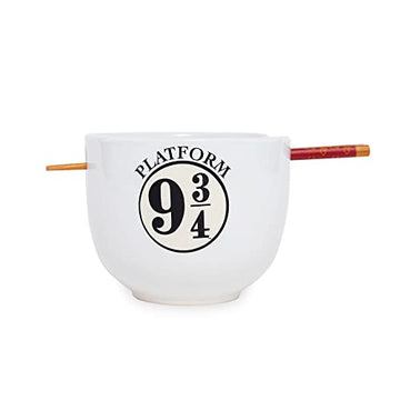Silver Buffalo Harry Potter Platform 9 3/4 Dinnerware | 20-Ounce Ramen Bowl and Chopstick Set