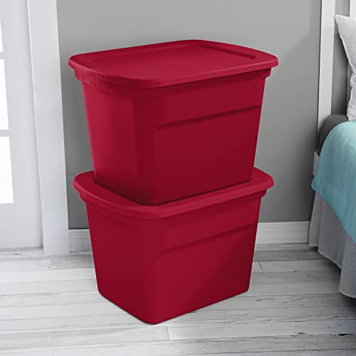 Sterilite 18 Gallon Tote, Rocket Red lid and base