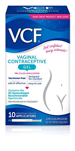 VCF Vaginal Contraceptive Gel Prefilled Applicators with Spermicide, 1 Box of 10 Prevents Pregnancy, Nonoxyl-9 Kills Sperm on Contact, Hormone-Free, Easy to Use, VCF Works Instantly. 10 Total
