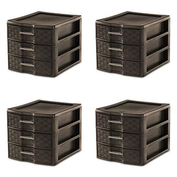 Sterilite Medium Weave 3 Drawer Unit Drawers & Carts, Espresso