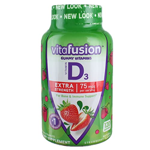 Vitafusion Extra Strength D3 Gummies, Natural Strawberry 120 ea (Pack of 2)