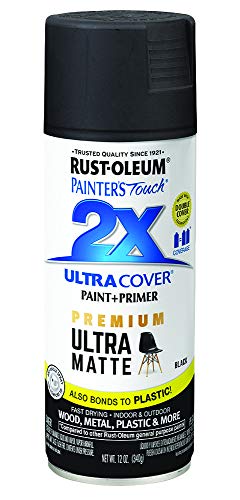 Rust-Oleum 331182 Painter's Touch 2X Ultra Cover Spray Paint, 12 oz, Ultra Matte Black
