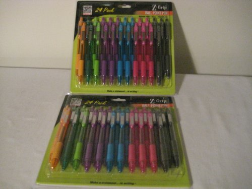 24 pack Multi Color Z-Grip pens medium point by Zebra (2 pack)