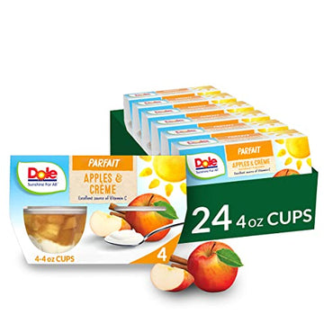 Dole Fruit Bowls Low Fat Apples and Creme Parfait, Gluten Free Healthy Snack, 4 Oz, 24 Total Cups
