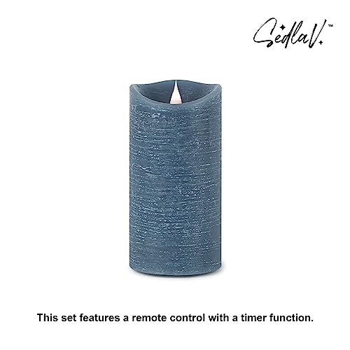 SEDLAV Moving Flame Real Wax Flameless Candle – 3x7 Inch Blue Candle with True-Flame Technology – Long-Lasting & Energy-Efficient – Indoor/Outdoor Decorative LED Candle with 4H-Off-8H Switch