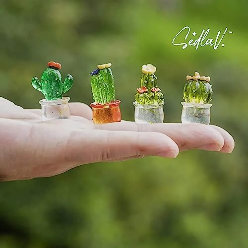 SEDLAV Mini Plant Cactus Resin Decorations – Highly Detailed Succulents with Personalized Bottle Saying – Cute, Hand-Painted, Fairy Garden Accessories Outdoor, Fairy Garden Kit