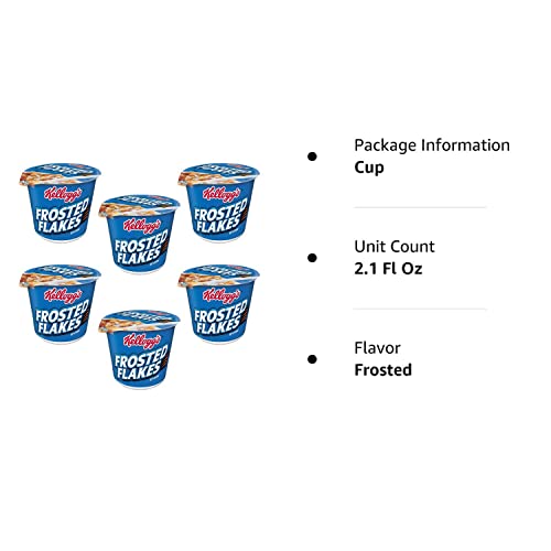 Kellogg’s Products - Kellogg’s - Breakfast Cereal, Frosted Flakes, Single-Serve 2.1oz Cup, 6 Cups/Box - Sold As 1 Box - Individual servings, super-size-to-go cups.