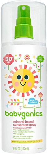Babyganics Mineral Based Sunscreen Spray, SPF 50+ 6 oz (Pack of 4)