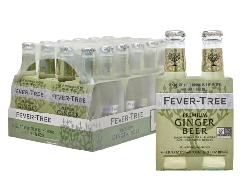 Fever Tree Ginger Beer - Premium Quality Mixer - Refreshing Beverage for Cocktails & Mocktails. Naturally Sourced Ingredients, No Artificial Sweeteners or Colors - 200 ML Bottles - Pack of 24