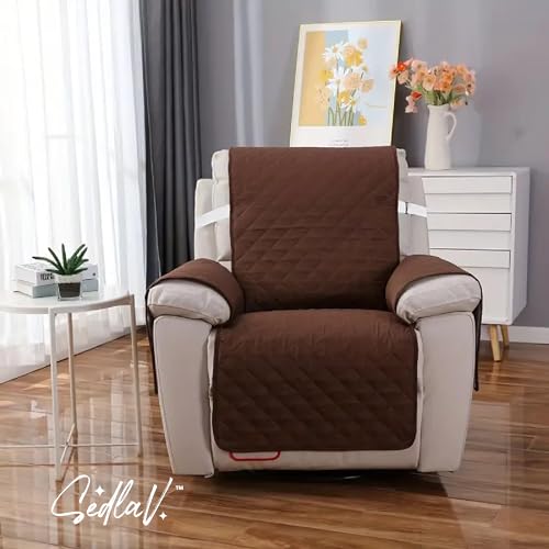 SEDLAV Waterproof Recliner Chair Cover: Anti-Slip Mat, Armchair Throw, Sofa Protector for Kids, Pets - All-Weather Furniture Protection with Adjustable Buckles & Drawstrings - Dog and Cat Friendly