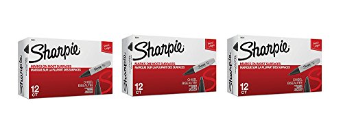 Sharpie Permanent rEAEI Markers, Chisel Tip, Black, 12 Count (3 Pack)