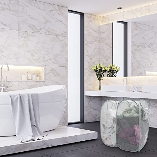 SEDLAV Laundry Hamper, Mesh Laundry Bags, Laundry Sorter, 24.8” Gray, Dual Collapsible Laundry Baskets, Ideal For: Laundry Room Organization, Hampers For Laundry. Mesh Laundry Bags Collapsible Baskets
