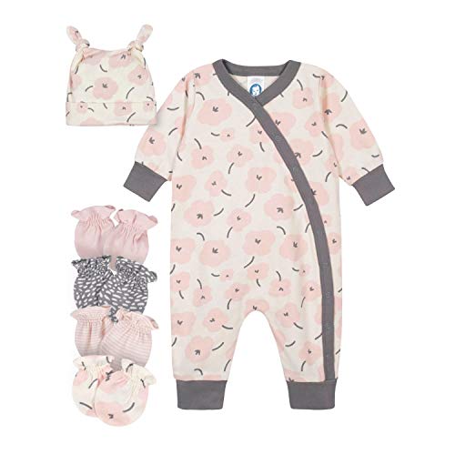 Gerber Baby 6-Piece Baby Girls' Bunny Coveralls and Mittens Gift Set