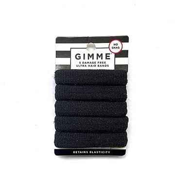 Gimme Beauty - Thick Fit No Damage Hair Ties - Black - Seamless Microfiber Elastics - Thick Hair Accessories With All Day Hold - No Snagging, Dents, or Breakage Hair Tie Pack (5 Count)