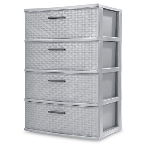 Sterilite 4 Drawer Wide Weave Tower,(Cement (4 Drawer Wide)