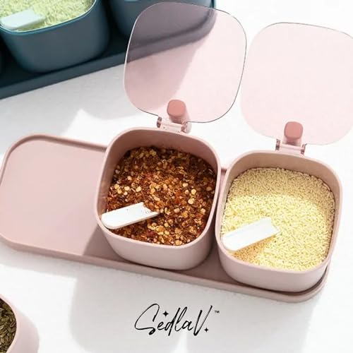 SEDLAV 2-Pc Kitchen Seasoning Box Set - Spice Jar Storage and Salt Shaker - Your Ultimate Spice Organizer and Seasoning Storage Solution