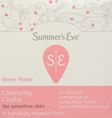 Summer's Eve Sheer Floral Daily Refreshing Feminine Wipes, Removes Odor, pH balanced, 16 count, (Pack of 3)