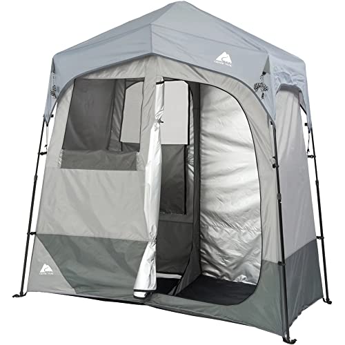 2-Room Instant Shower/Utility Shelter, Gray Color, 7.00 x 3.50 x 7.00 Feet