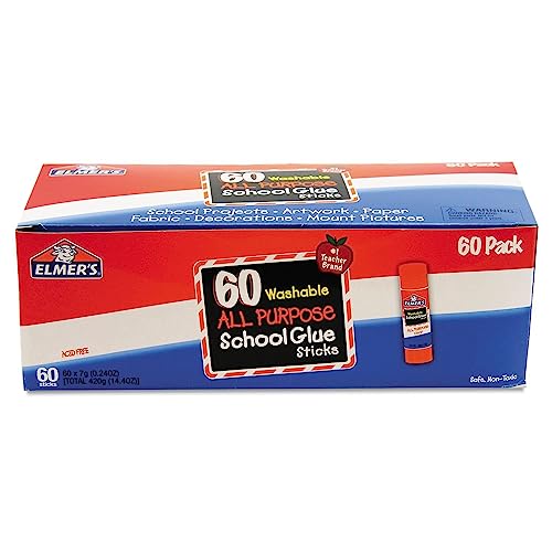 Elmer's Washable All-Purpose School Glue Sticks, 0.24 Ounce Each, 60-Pack (E501) (3, Pack of 60)