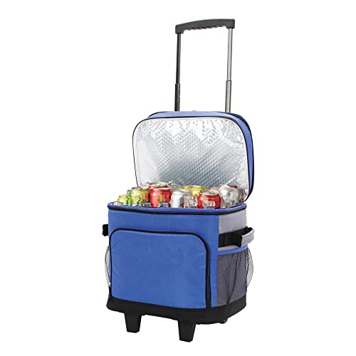 42 Can Soft-Sided Cooler with Wheels, Portable Rolling Cooler Bags Insulated for Camping, Hiking