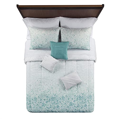 Beautyrest Polyester Printed 10-PC King Comforter Set with Teal BR9144409622-10