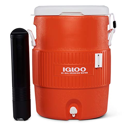 Igloo Seat Top Water Jug with Cup Dispenser - !.Orange/White.1 Pack / 10-Gallon