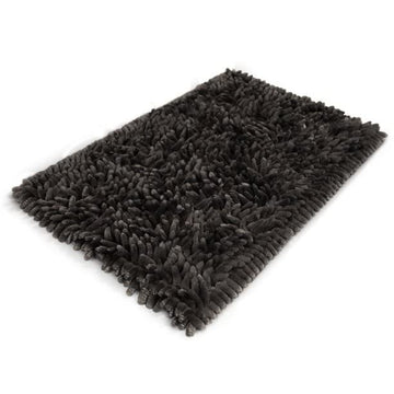 Performance Soft Bath Rug, Aqua, Shiny Chenille Top, Memory Foam, 17x24” (Black)