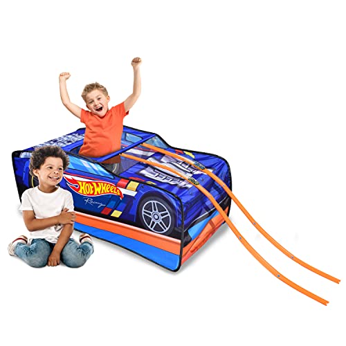 Sunny Days Entertainment Hot Wheels Sports Car Pop Up Tent with 10ft of Track and 2 Mystery Cars