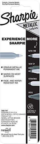 Metallic Fine Point Permanent Marker, Assorted Colors, 2-Pack
