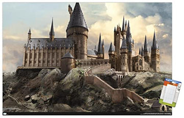 Trends International The Wizarding World: Harry Potter - Hogwarts at Sunrise Wall Poster, 22.375" x 34", Premium Poster & Mount Bundle