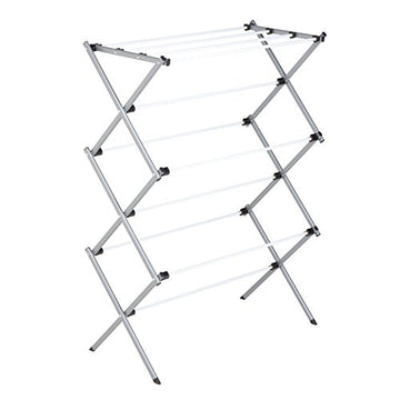 Honey-Can-Do Deluxe Metal Collapsible Clothes Drying Rack, 50 lbs, 29" x 14.2" x 42.1", White & Grey