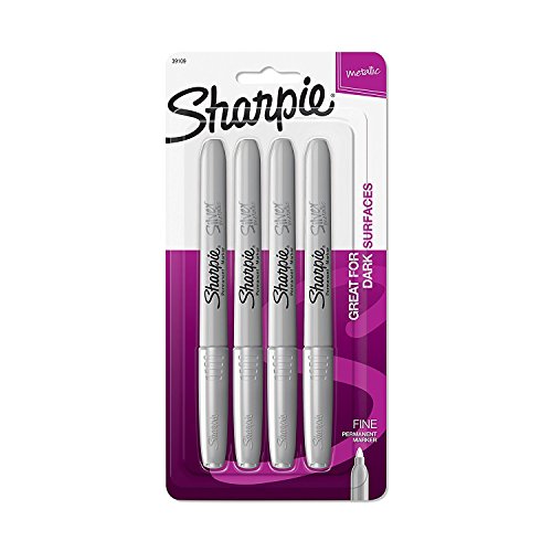 Sharpie Metallic Permanent Markers, Fine Point, Silver, 4 Count