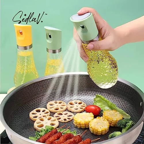 SEDLAV Premium Olive Oil Sprayer for Cooking and Air Fryer Accessories – High-Quality Edible Oil Push-Type Spray Bottle made with Food-Grade Transparent Glass, Cooking Oil Dispenser