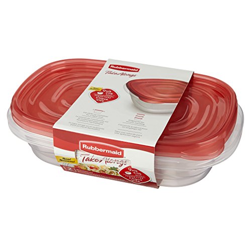 Rubbermaid TakeAlongs Rectangular Food Storage Containers, 4 Cup, Tint Chili, 2 Count