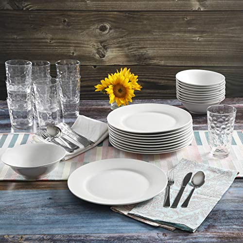 Gibson Home 48-Piece White Kitchen Basic Essentials Dinnerware Set/Round