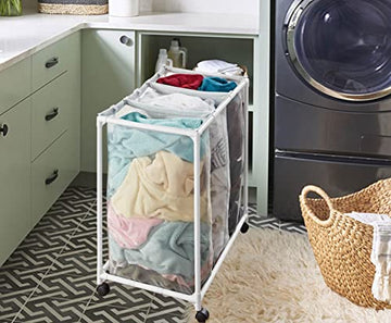 SEDLAV 3 Bag Mesh Rolling Sorter Laundry Cart