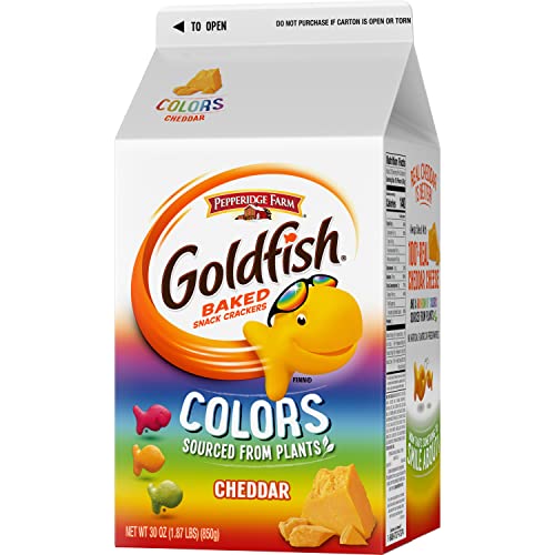 Goldfish Colors Cheddar Cheese Crackers, Baked Snack Crackers, 30 Oz Carton