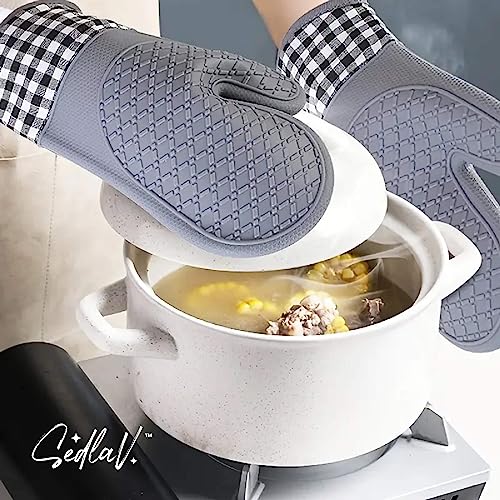 SEDLAV Shell Kitchen Oven Mitts and Pot Holders Sets - Hot Pads for Kitchen, Pot Holders for Kitchen Heat Resistant, Heat Resistant 500 Degrees, Waterpr, Silicone Oven Mitts.