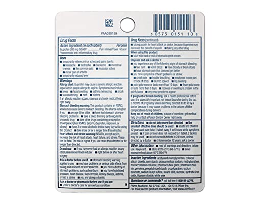 2 Pack of Pocket Pack Advil Pain Reliever / Fever Reducer Ibuprofen Gel Caplets 200mg - 10 Coated Tablets PER Pack (20 Tablets Total)