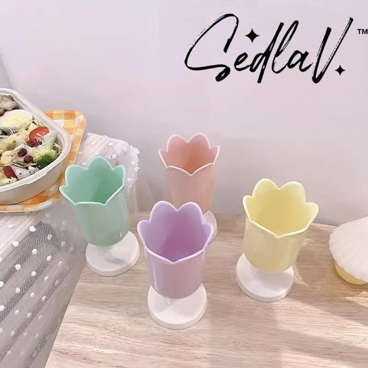 SEDLAV Tulip Pen Holder - Cute Desk Organizer and Makeup Brush Holder - Stylish Flower-Themed Desk Accessory for Girls and Ladies - Desk Organization Solution and Desktop Decoration