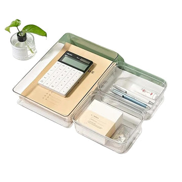 SEDLAV Versatile Clear Plastic Drawer Organizers Set for Vanity, Bathroom, Bedroom, Kitchen, and Office