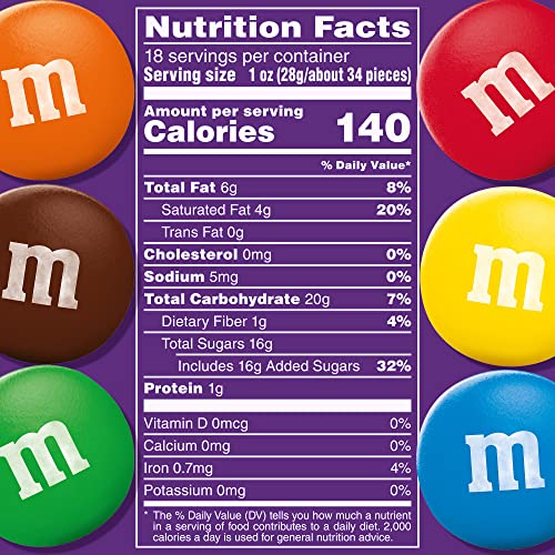 M&M'S Dark Chocolate Candy, Family Size, 18 oz Resealable Bulk Candy Bag