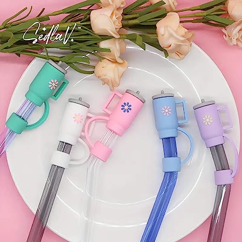 SEDLAV "Cute 10mm Silicone Straw Covers - 8-Piece Set, Leak-Proof, Reusable Straws Dishwasher Safe and - Fits Metal Straws Reusable & Stanley 40 OZ Tumbler, Prevents Dust & Spills