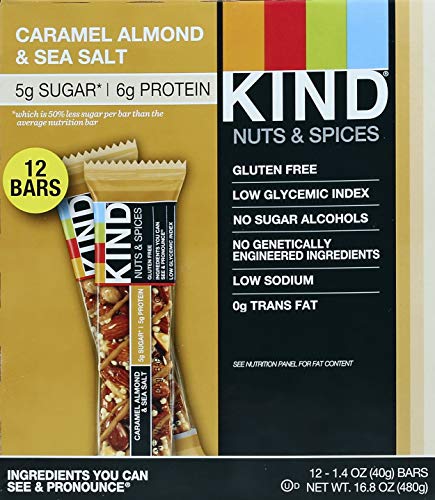 KIND NUTS & SPICES Low Carb Nutritional Snack Bar, 602652199351, Sea Slt Crml & Almnd, 16.8 Ounce